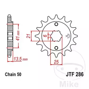 Zębatka przód JT JTF286.14, 14z rozmiar 530-1