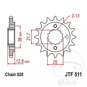 Zębatka przód JT JTF511.16, 16z rozmiar 520-1