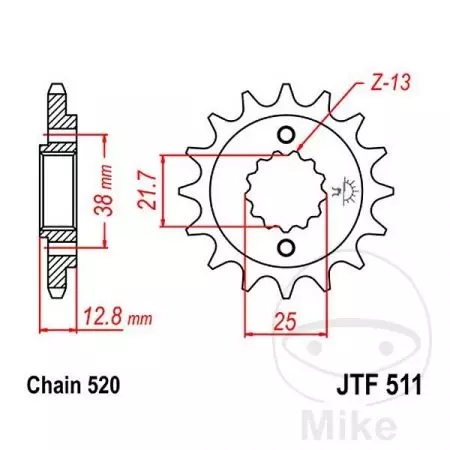 Eesmine hammasratas JT JTF511.16, 16z suurus 520-2