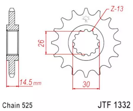 JT přední řetězové kolo JTF1332.15RB, velikost 15z 525 s tlumičem vibrací-2
