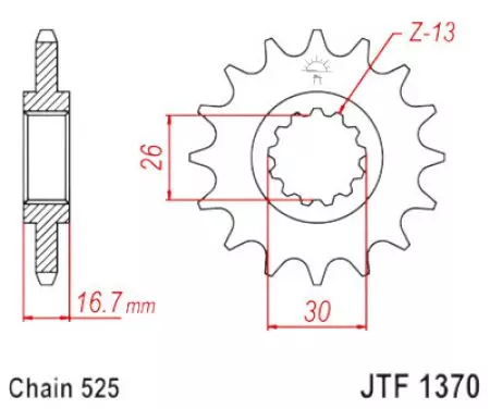 JT forreste tandhjul JTF1370.15RB, 15z størrelse 525 med vibrationsdæmper - JTF1370.15RB
