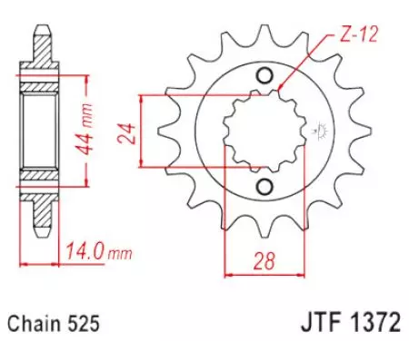 JT framhjul JTF1372.17RB, 17z storlek 525 med vibrationsdämpare - JTF1372.17RB