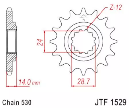 JT voortandwiel JTF1529.17RB, 17z maat 530 met trillingsdemper - JTF1529.17RB