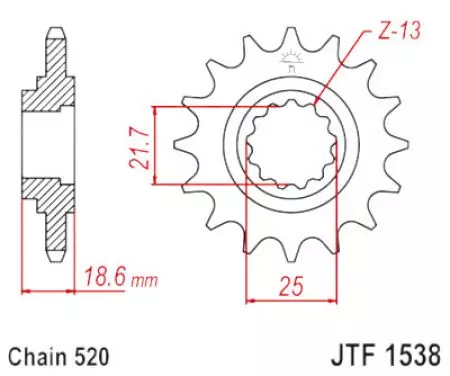 Pignone anteriore JT JTF1538.15RB, 15z misura 520 con smorzatore di vibrazioni - JTF1538.15RB
