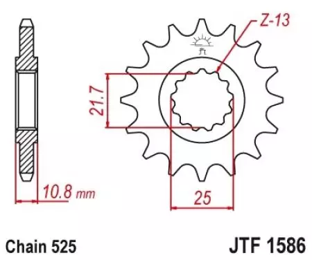 JT priekšējais zobrats JTF1586.16RB, 16z izmērs 525 ar vibrāciju slāpētāju - JTF1586.16RB