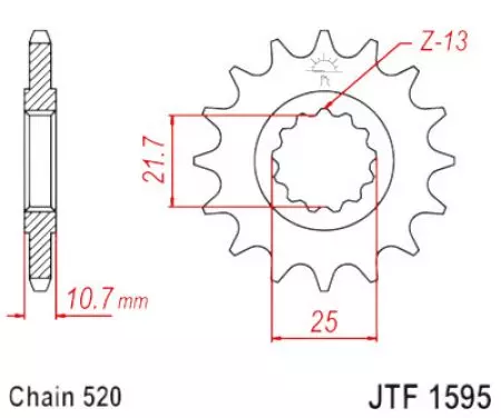JT roda dentada dianteira JTF1595.16RB, 16z tamanho 520 com amortecedor de vibrações - JTF1595.16RB
