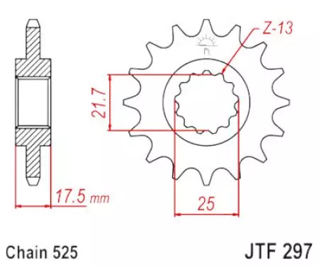JT voortandwiel JTF297.15RB, 15z maat 525 met trillingsdemper - JTF297.15RB