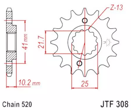 JT voortandwiel JTF308.15RB, 15z maat 520 met trillingsdemper - JTF308.15RB