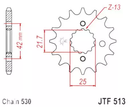 Ritzel vorne JT JTF513.15RB, 15 Zähne Teilung 530 gummiert-1