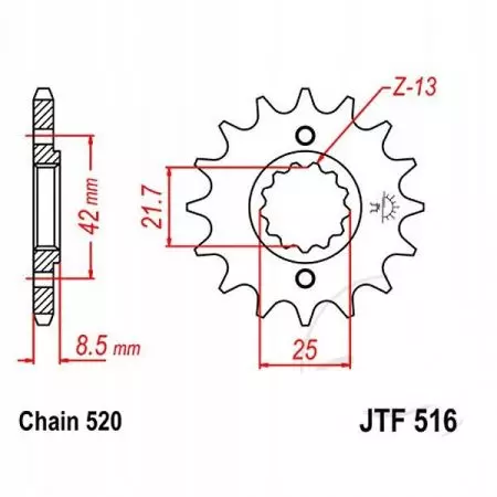 Pinion față JT JTF516.16RB, 16z dimensiune 520 cu amortizor de vibrații - JTF516.16RB