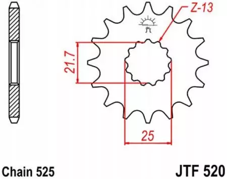 JT sprednji zobnik JTF520.14RB, velikost 14z 525 z blažilcem vibracij - JTF520.14RB