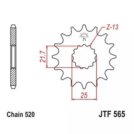 Ritzel vorne JT JTF565.15RB, 15, Zähne Teilung 520 gummiert-2