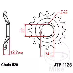 Zębatka przód JT JTF1125.17, 17z rozmiar 520  - JTF1125.17