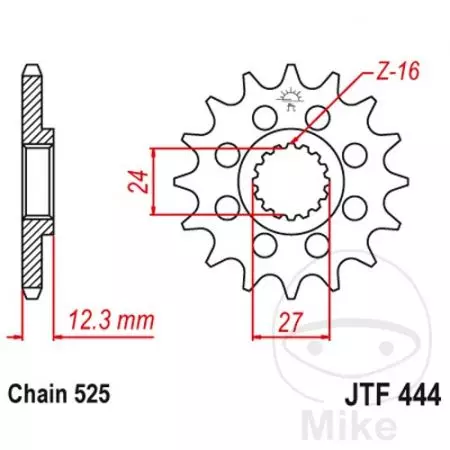 JT forreste tandhjul JTF444.16, 16z størrelse 525 Racing-serien-2