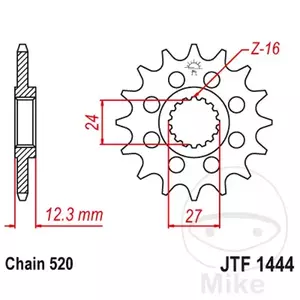 JT forreste tandhjul JTF1444.16, 16z størrelse 520 Racing-serien - JTF1444.16