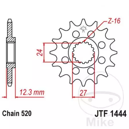 Pinion față JT JTF1444.16, 16z dimensiune 520 Seria Racing-2
