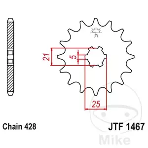 Roda dentada dianteira JT JTF1467.13, 13z tamanho 428 - JTF1467.13