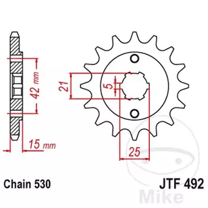 Voortandwiel JT JTF492.15, 15z maat 530 - JTF492.15