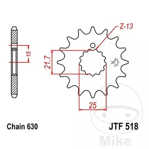 JT JTF518.14 prednji lančanik, 14z, veličina 630 - JTF518.14