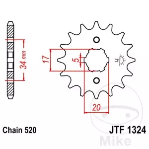Első lánckerék JT JT JTF1324.14, 14z 520-as méret - JTF1324.14