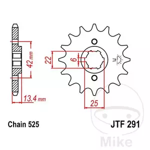 JT JTF291.17 prednji lančanik, 17z, veličina 525 - JTF291.17