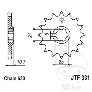 Priekšējais zobrats JT JTF331.14, 14z izmērs 630-1