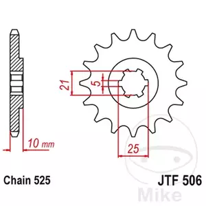 Forreste tandhjul JT JTF506.14, 14z størrelse 525 - JTF506.14