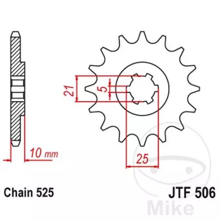 Voortandwiel JT JTF506.14, 14z maat 525-2