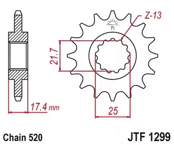 Forreste tandhjul JT JTF1299.14, 14z størrelse 520 - JTF1299.14