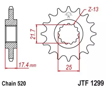 Främre kedjehjul JT JTF1299.14, 14z storlek 520-2