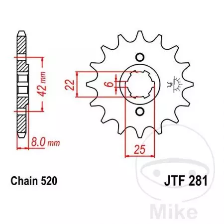 Forreste tandhjul JT JTF281.13, 13z størrelse 520-2