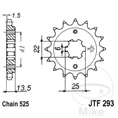 Forreste tandhjul JT JTF293.14, 14z størrelse 525-2