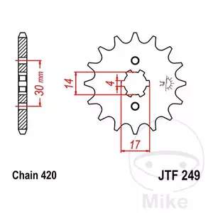 Μπροστινό γρανάζι JT JTF249.15, 15z μέγεθος 420 - JTF249.15