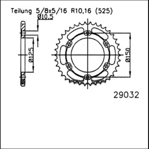Esjot aluminijski stražnji lančanik 51-29032-42, 42Z, veličina 525