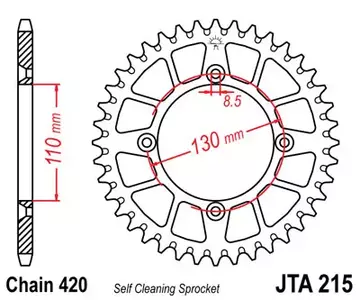 JT aluminium bakre kedjehjul JTA215.50, 50z storlek 420 - JTA215.50