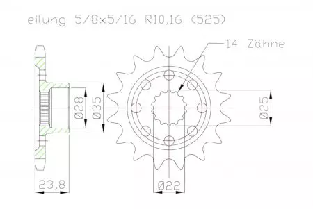 Racing-Ritzel 16Z Teilung 525 - 50-29050-16S
