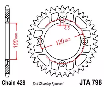 Aluminijski stražnji lančanik JT JTA798.50, 50z, veličina 428-1