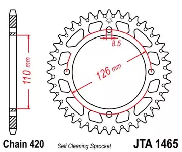 JT aluminijasti zadnji verižnik JTA1465.47, 47z velikost 420 - JTA1465.47