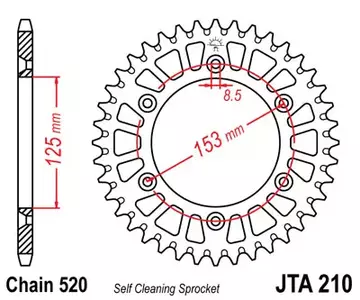 JT aluminiumskædehjul bagpå JTA210.42, 42z størrelse 520 - JTA210.42