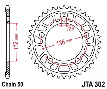 Zębatka tył aluminiowa JT JTA302.45, 45z rozmiar 530 - JTA302.45