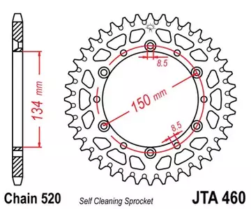 JT aluminiumskædehjul bagpå JTA460.48, 48z størrelse 520 - JTA460.48