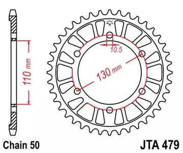 Piñón trasero de aluminio JT JTA479.45, 45z tamaño 530-1