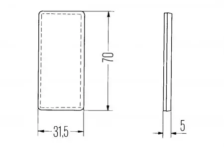 Reflector amarillo rectangular 70x31,5x5 mm-2
