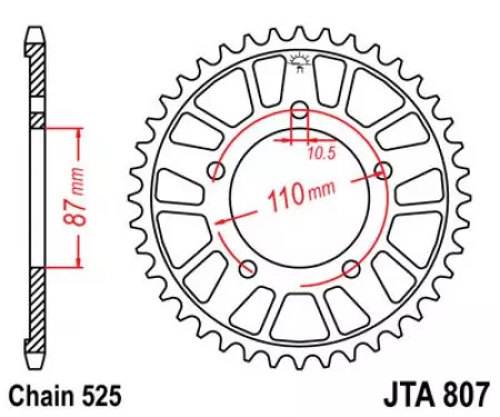 Piñón trasero de aluminio JT JTA807.46, 46z tamaño 525-2