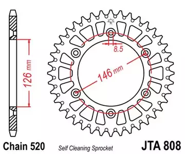 Roda dentada traseira de alumínio JT JTA808.49, 49z tamanho 520 - JTA808.49