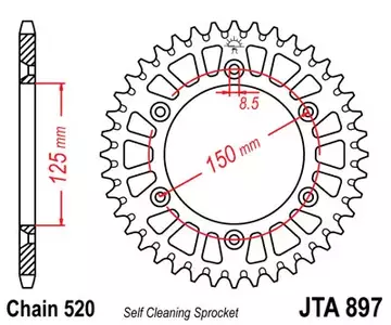 JT aluminiumskædehjul bagpå JTA897.38, 38z størrelse 520 - JTA897.38