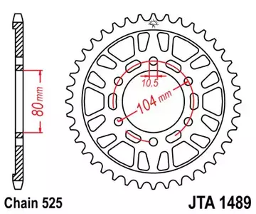 JT алуминиево задно зъбно колело JTA1489.44, 44z размер 525 - JTA1489.44BLK