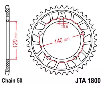 Hliníkové zadní řetězové kolo JT JTA1800.45, velikost 45z 530 - JTA1800.45