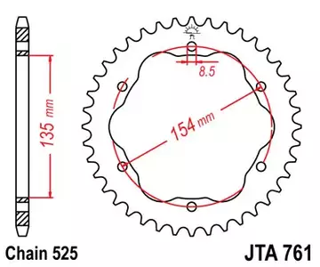 Zębatka tylna aluminiowa JT A761 rozmiar 525
