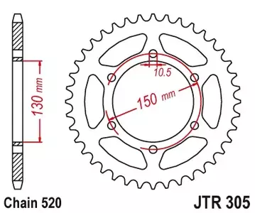 Čelični stražnji lančanik JT JTR305.46, 46z, veličina 520 - JTR305.46